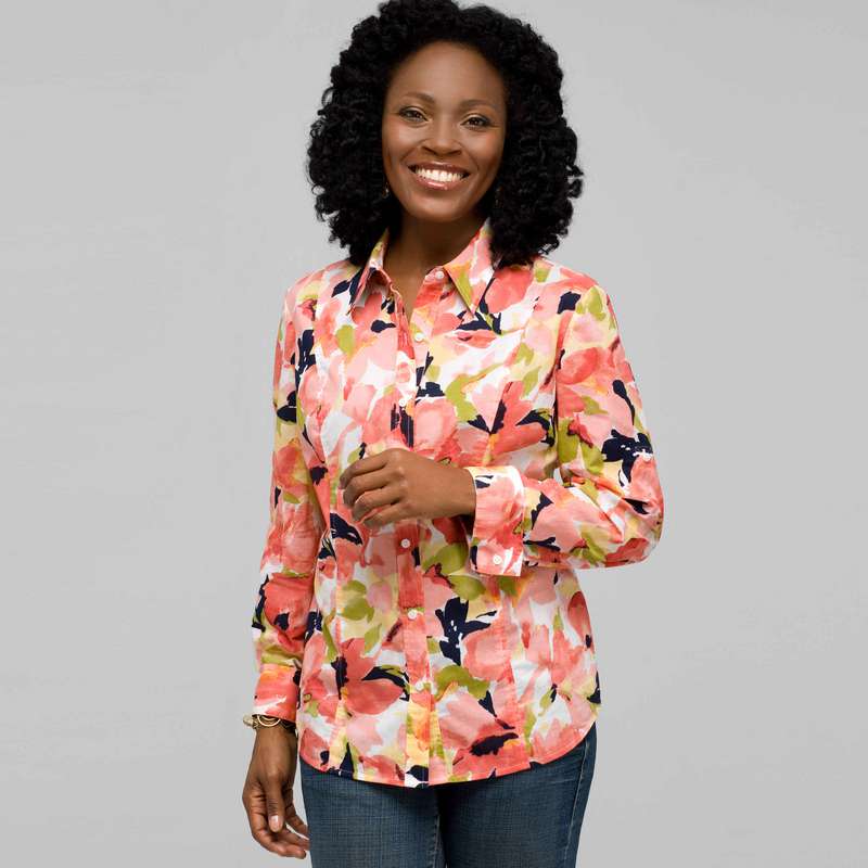 Floral Long Sleeve Roll Up Shirt, Multi, large image number 0